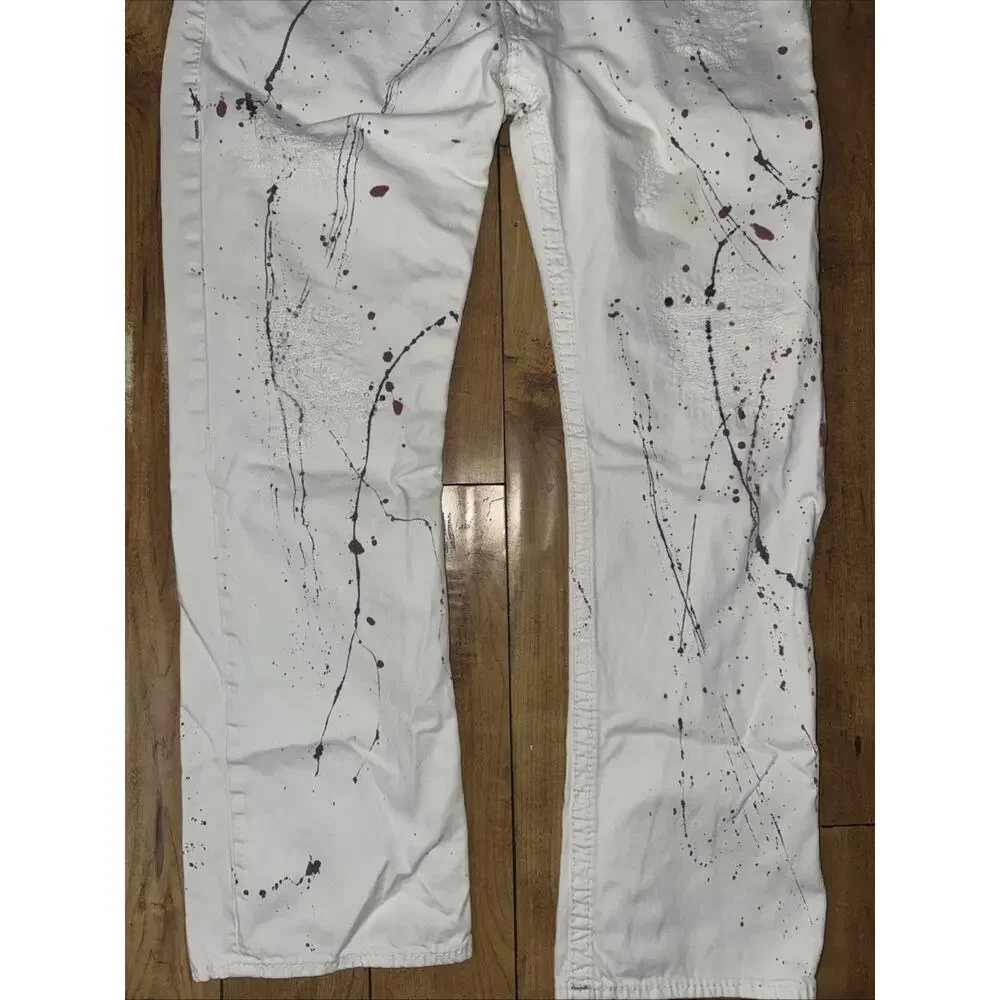 True Religion White Paint Splatter Jeans 40x33